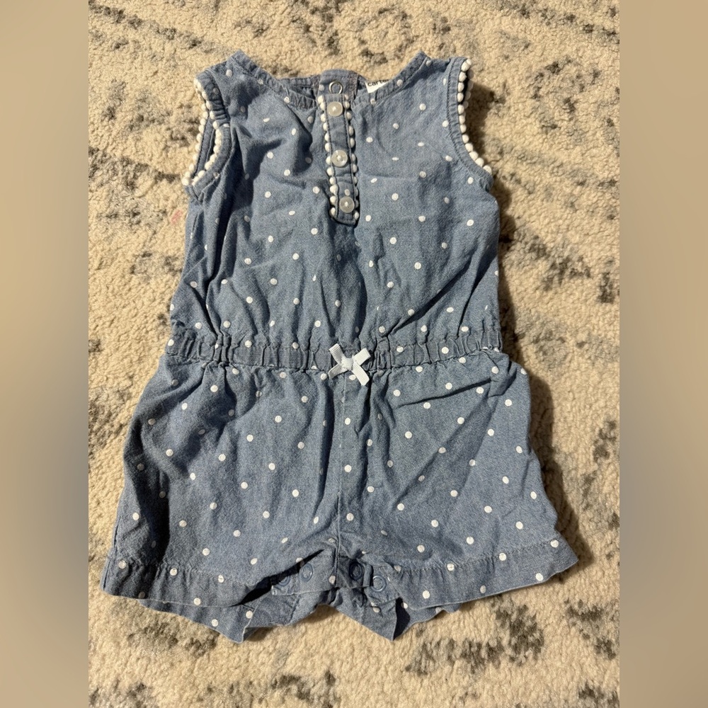Carter's Blue and White Polka Dot Romper